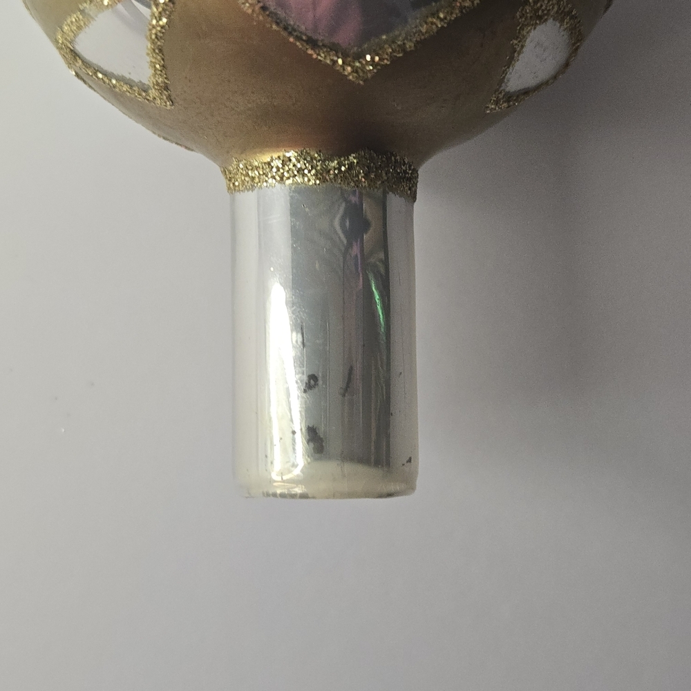 Vintage 12" Glass Tree Topper Finial Decor 4 Bulbs Tiered Silver Gold - Picture 8 of 15